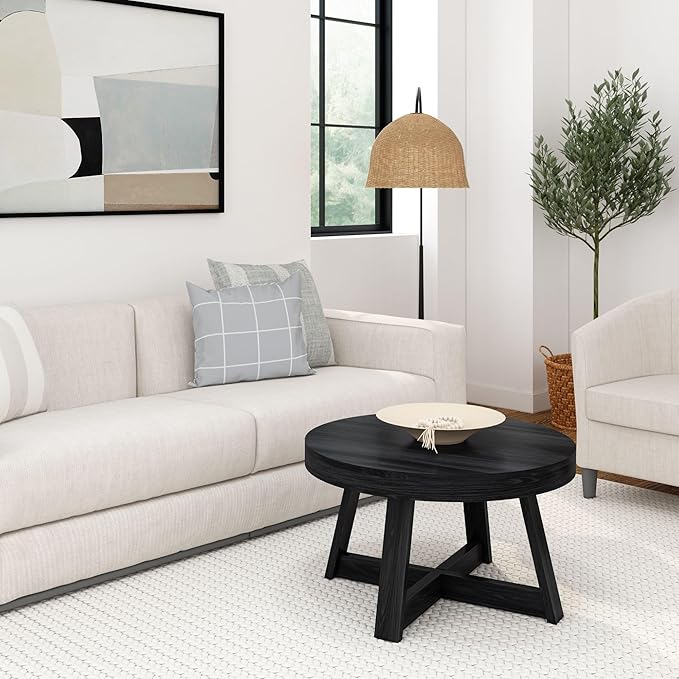 Plank+Beam Classic Round Coffee Table, 30 Inch Farmhouse Coffee Table, Mini - Image 3