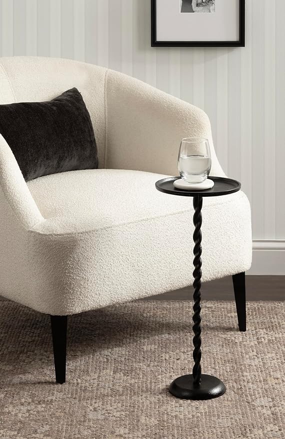 Kate and Laurel Ropa Transitional Round Pedestal Drink Table, Decorative Cast - Image 2