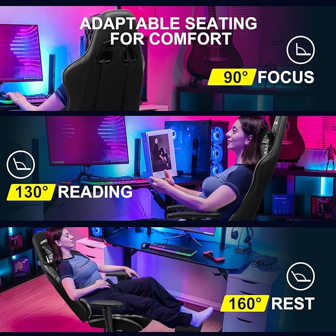 GTRACING Gaming Chair with Footrest, Ergonomic Computer Game Desk Chair - Image 4