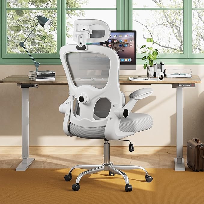DEVAISE Office Chair, Breathable White Mesh Elegance - Image 2