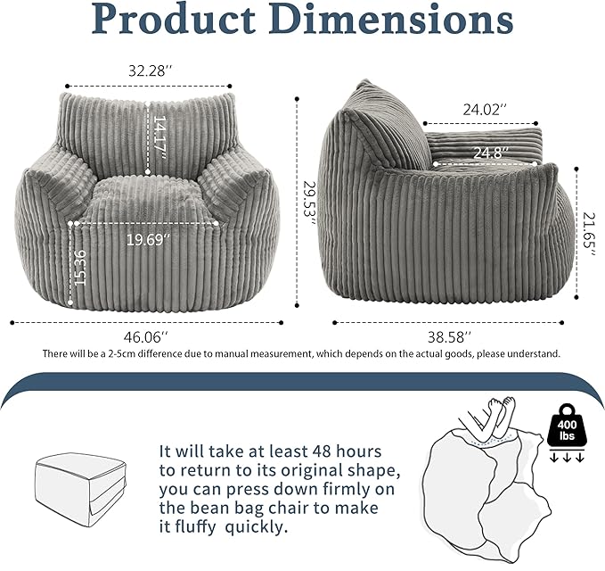 Giant Plush Bean Bag Chair for Adults - Image 2