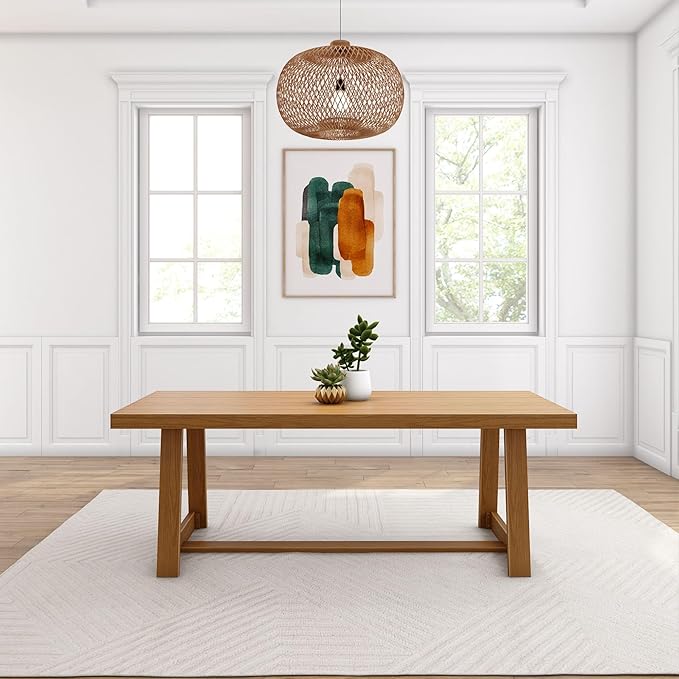 Plank+Beam 84 Inch Farmhouse Dining Table, Solid Wood Rustic Kitchen Table - Image 2
