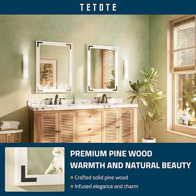 TETOTE 22 x 30 White Wood Framed Mirror - Image 2