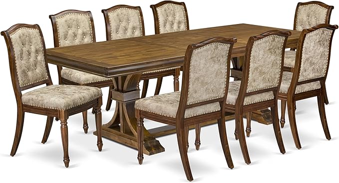 LEMA9-AWA-36 9 Pieces Kitchen Table Set Includes a Rectangular Dining Table and - Image 2