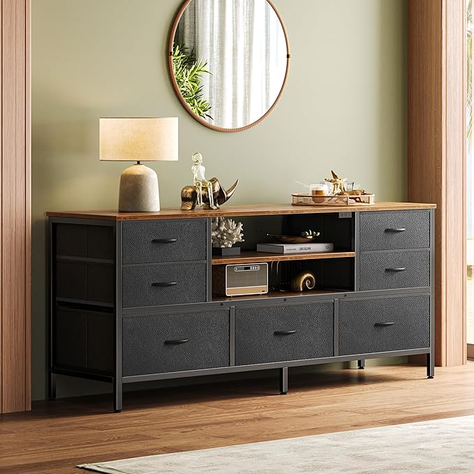 Huuger TV Stand Dresser with Power Outlets and LED Lights, 7 Drawers, 47 Inch - Image 7