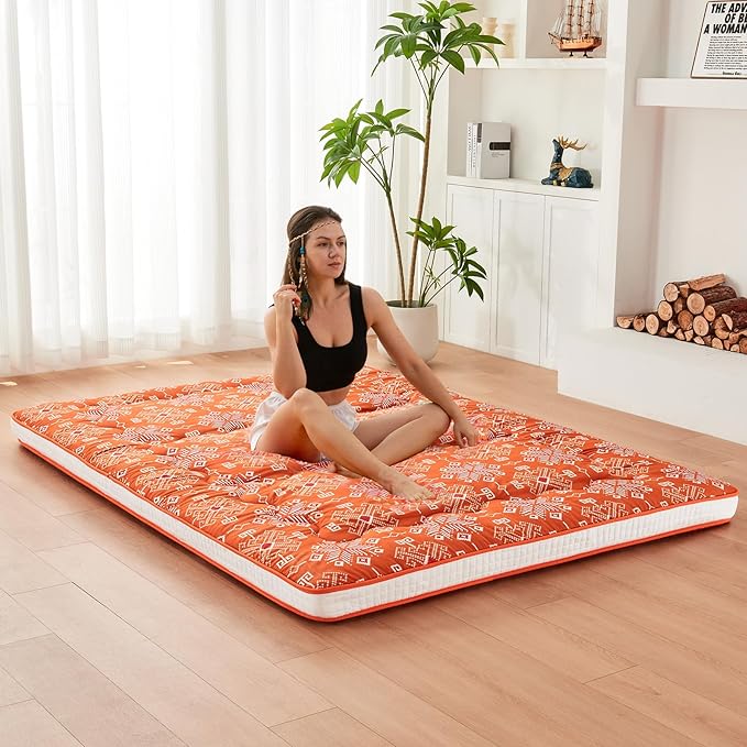 Dr.Futon Japanese Floor Futon Mattress Extra Thick Folding Roll Up Bed Topper - Image 3