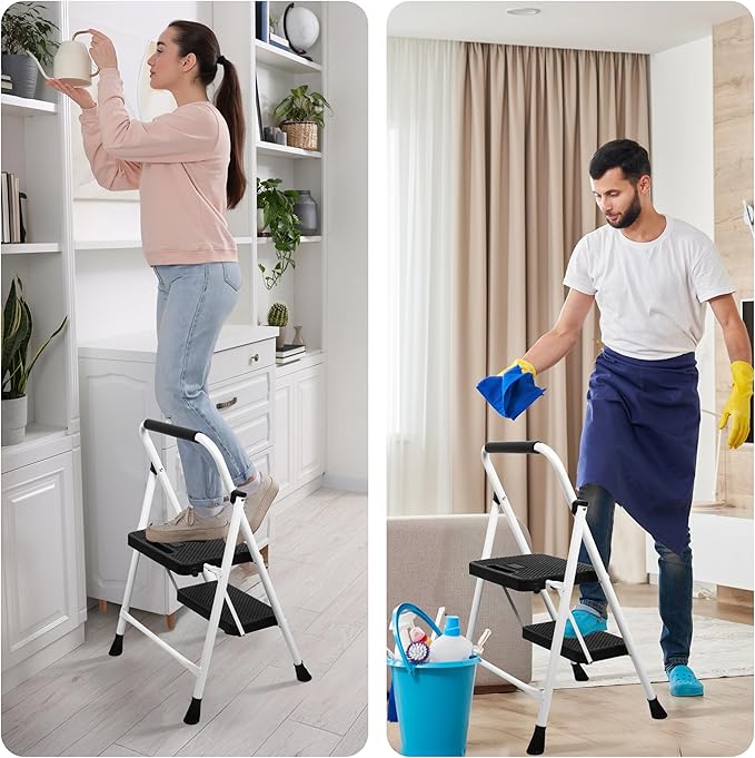 2 Step Ladder, Portable Steel Folding Step Stool - Image 7