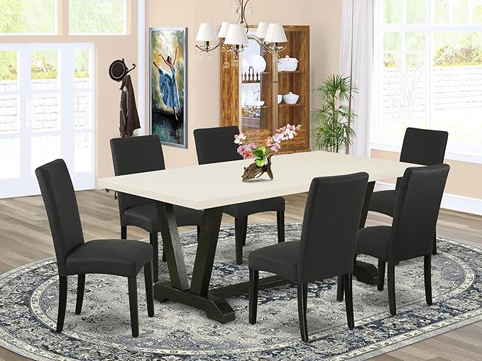 East West Furniture V627DR124-7 7 Piece Modern Dining Table Set Consist of a - Image 2