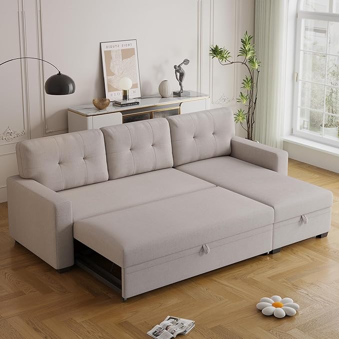 Ball & Cast Convertible Sectional Sleeper Sofa Bed L Shaped 4 in 1 Pull Out by BallCast