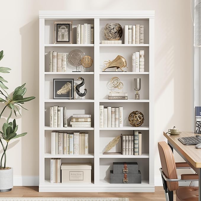 74.5" Tall Bookshelf with Double Storage, Extra Large Bookshelf, 6-Tier Double - Image 2