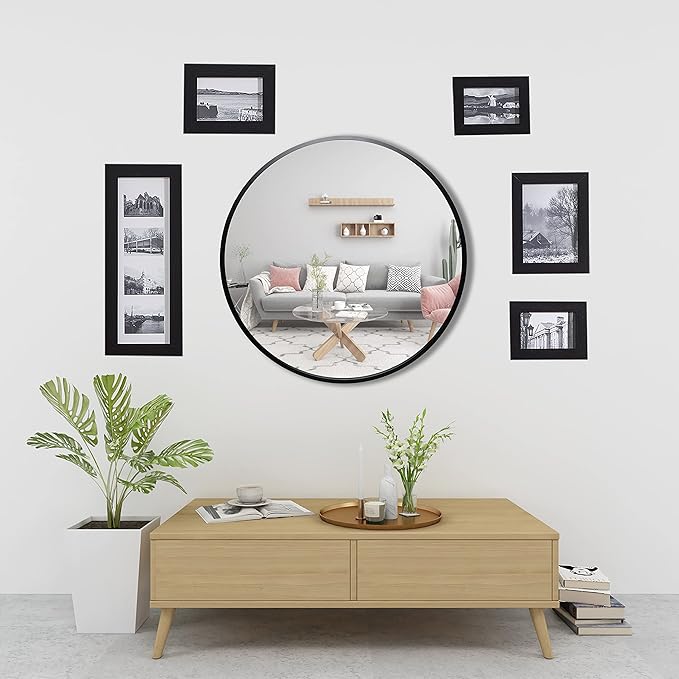 FrameWorks 24" Deluxe Contemporary Black Circular Aluminum Mirror - Image 5