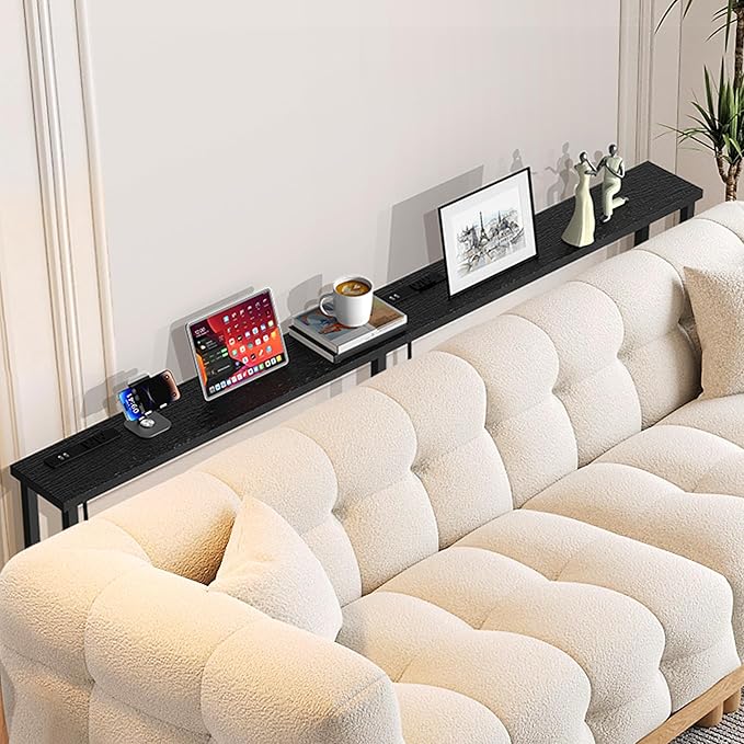 GRLEAF 70" Sofa Table with Built-in Power Strip – 4.9ft Power Cord, Metal Frame - Image 2