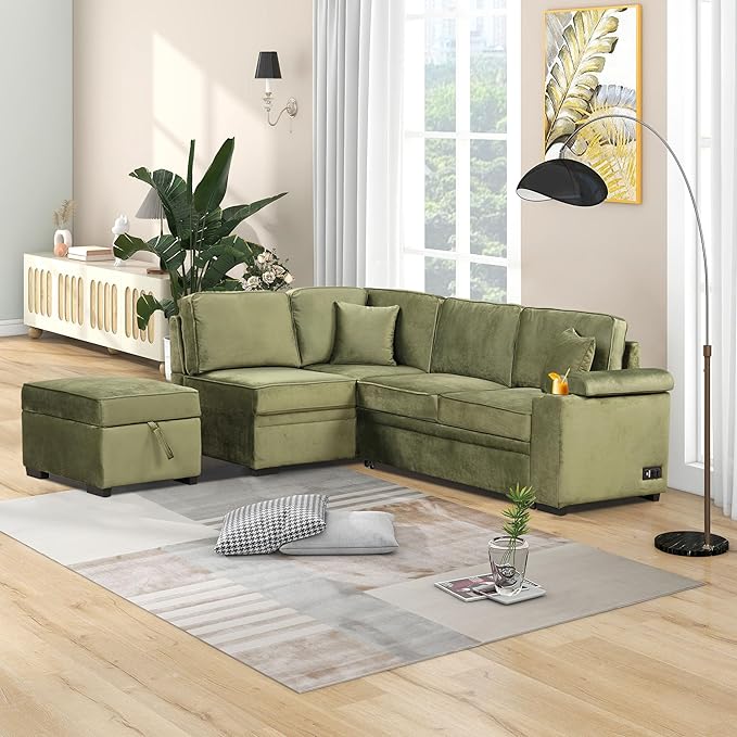 Ball & Cast Sleeper Sofa Bed L Shaped Couch by BallCast