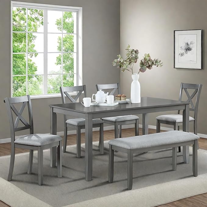 6-Piece Dining Table Set for 4-6 People, Kitchen Set by Outdoorchairs