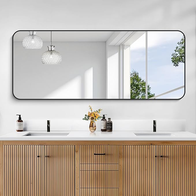 KOCUUY Black Bathroom Mirror 60"x24", Large Vanity Mirror - Image 4