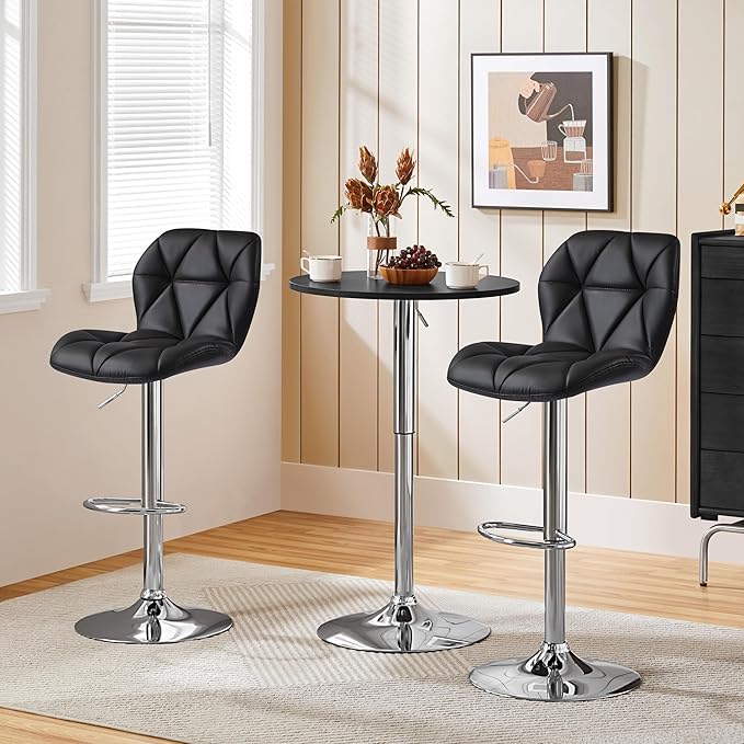 Yaheetech Bar Stools Set of 4, Adjustable PU Leather Swivel Barstools, Modern - Image 5