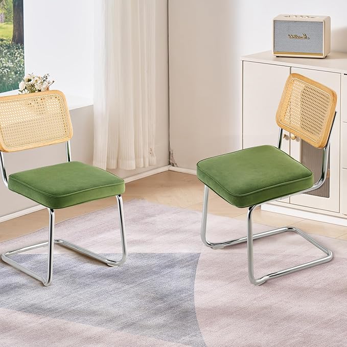 VEVOR Rattan Dining Chairs Set of 2, Mid Century Modern Dining Chair, - Image 2