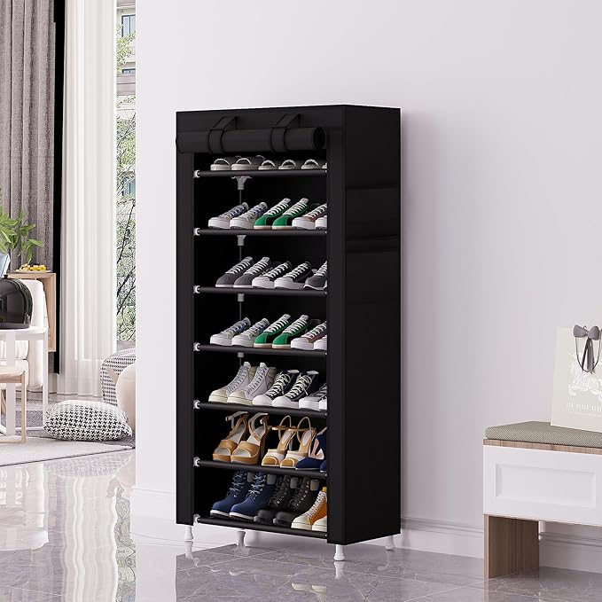 Calmootey 7 Tier Shoe Rack Organizer, Portable Shoe Shelf - Image 2