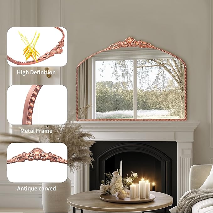 G-LEAF Vintage Baroque Mirror 40"X30", Victorian Antique Farmhouse Mirror - Image 4
