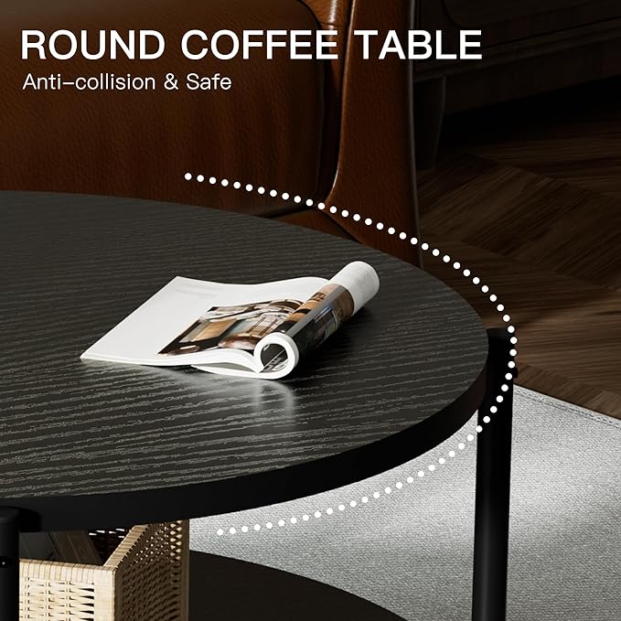 Round Coffee Table, 27.6" Circle Coffee Table - Image 5