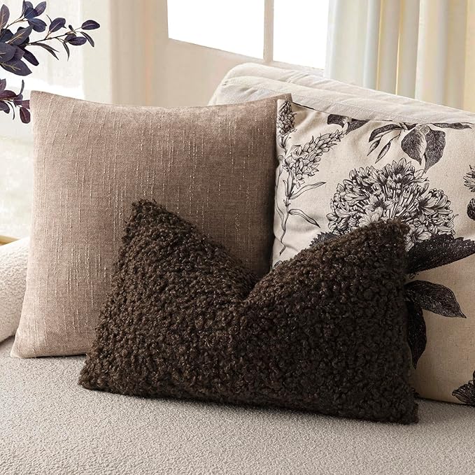 Foindtower Set of 2 Curly Teddy Wool Pillow Covers Decorative Boucle Textured - Image 5