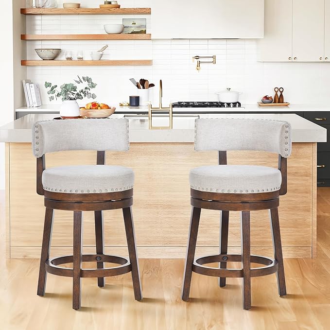 COLAMY Swivel Bar Stool Set of 2, Modern Swivel Barstool by COLAMYINC