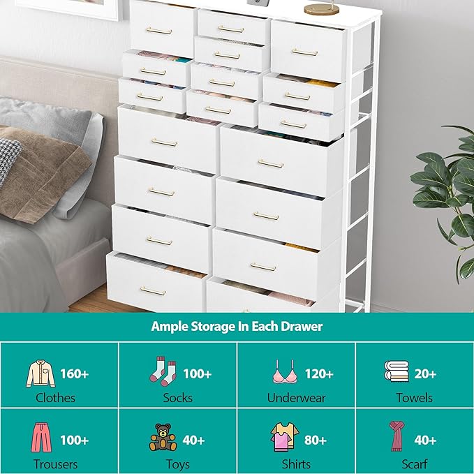 Large Dresser for Bedroom with 18 Drawers, Tall Fabric Storage Cabinet - Image 6