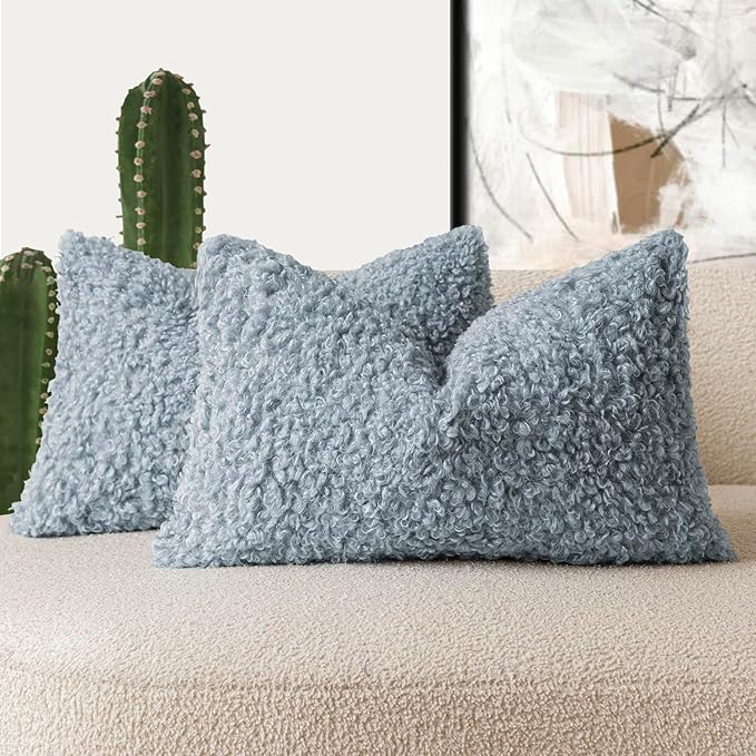 Foindtower Set of 2 Curly Teddy Wool Pillow Covers Decorative Boucle Textured by Foindtower