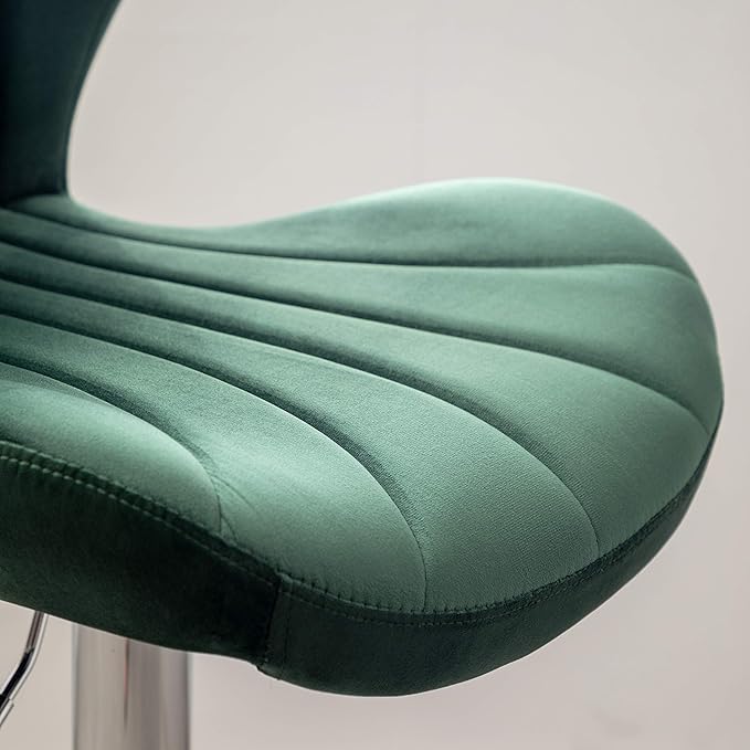 Roundhill Furniture Ellston Velvet Adjustable Swivel Barstools in Green - Image 11