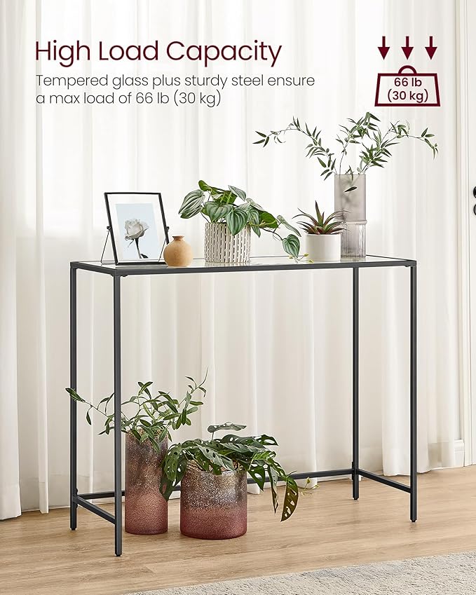 VASAGLE 39.4 Inches Console Table, Tempered Glass Sofa Table, Modern Entryway - Image 4