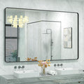 60x40 Inch Black Metal Framed Bathroom Mirror by CHARMOR