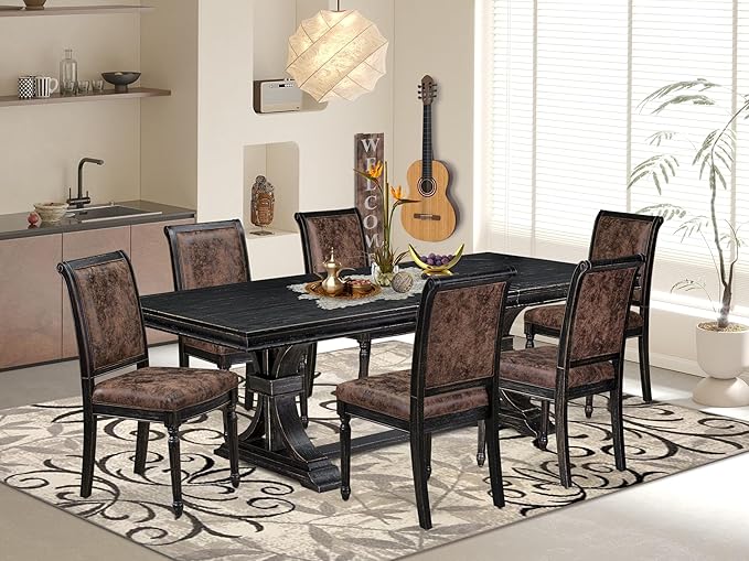 LECY7-SBB-33 7-Piece Modern Dining Table Set Includes a Kitchen Table and 6 by LuxebyEastWestFurniture