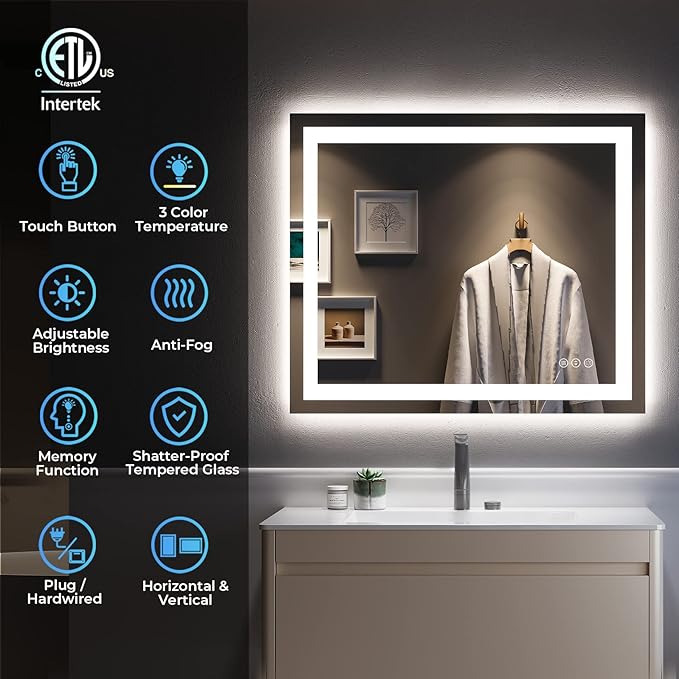 36x30 Inch LED Bathroom Mirror - Image 2