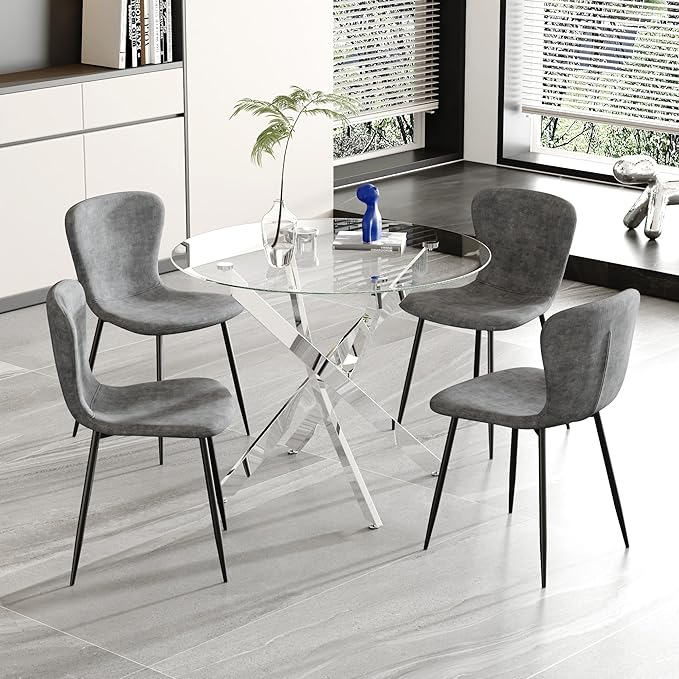 Glass Dining Table, Modern Kitchen Table 36" Small Round Dining Table - Image 3