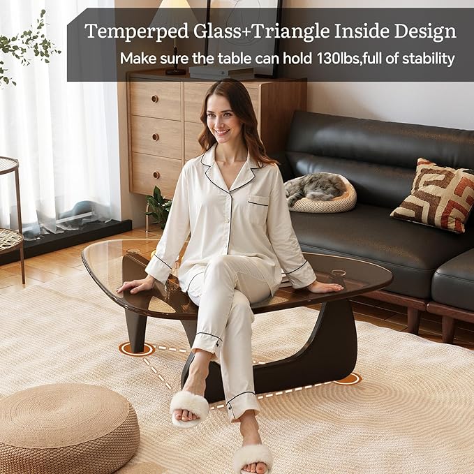 Glass Coffee Table for Living Room Mid Century Modern Triangle Center Table - Image 5