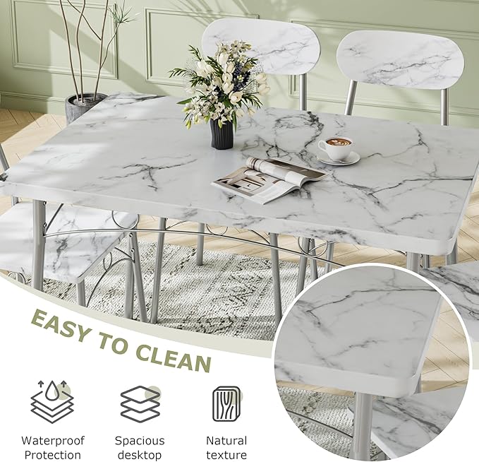 VECELO Dining Table Set for 4, 5-Piece Kitchen Table - Image 5