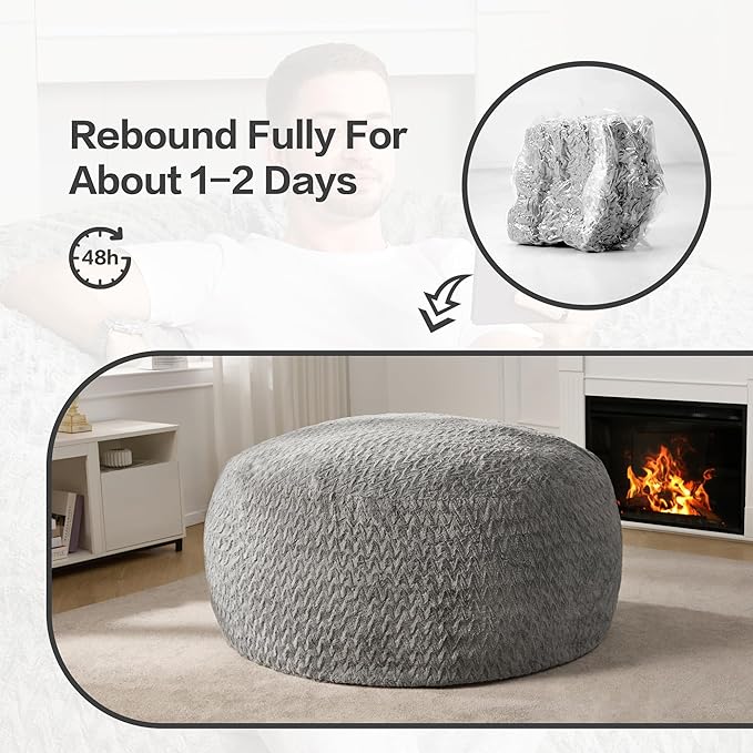 Hobestluk 5ft Bean Bag Chairs for Adults Large Beanbag Chair - Image 8