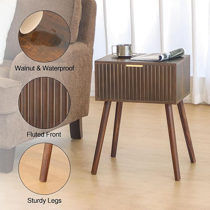 Mid Century Modern Nightstand, Small End Tables Living Room, Accent Bedside - Image 4