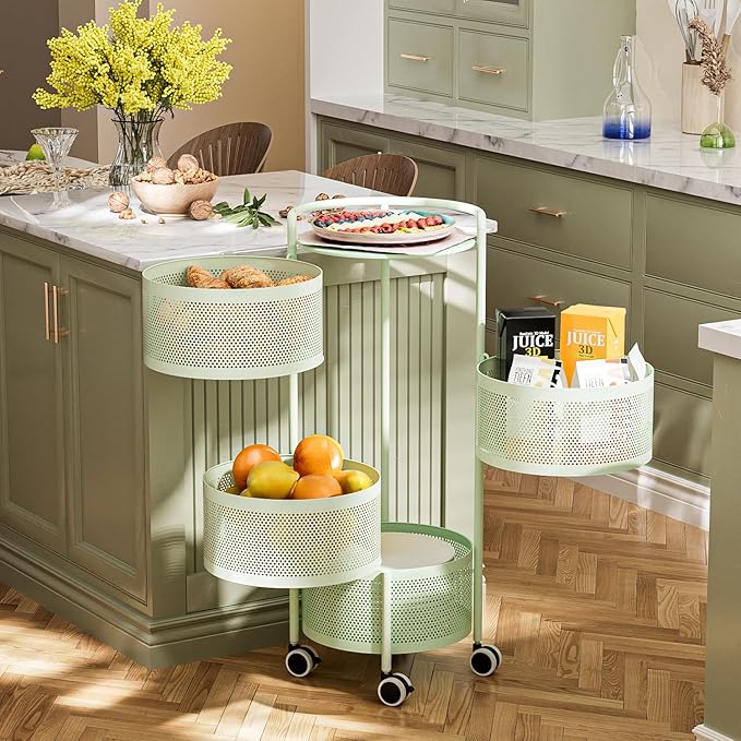 JAQ Kitchen Storage Rack No Assembly, 4-Tier Metal Storage Tower Basket Shelves - Image 3