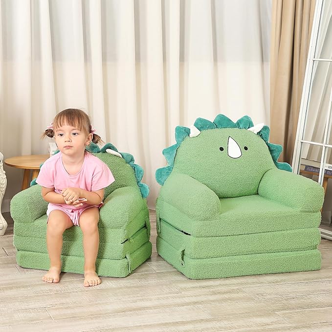 Foldable Kids Sofa, Triceratops Toddler Couch - Image 2