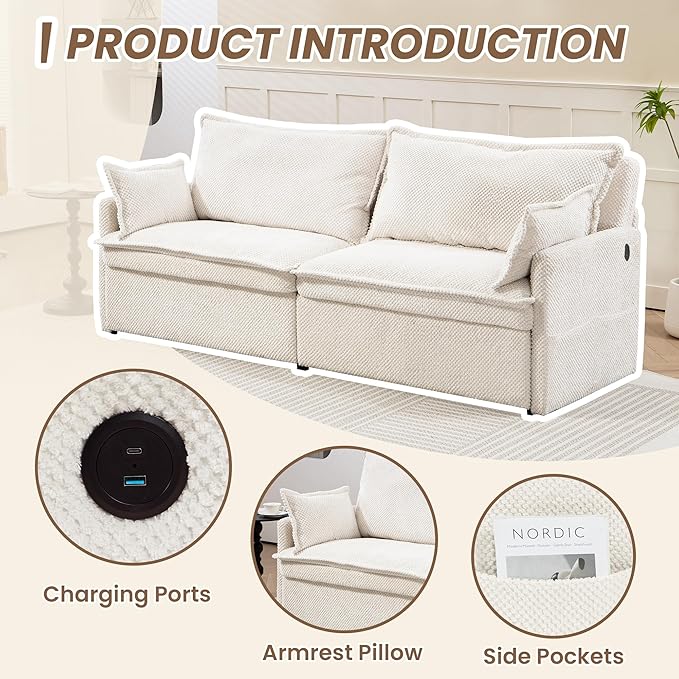 Furnimart 73.6" King Size Pull Out Sofa Bed, 3 in 1 Convertible Sleeper Bed - Image 5