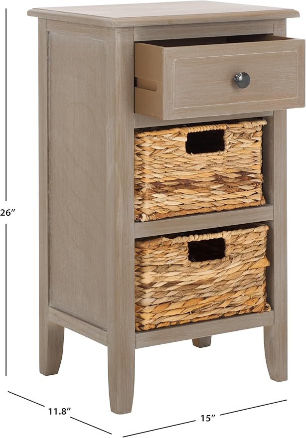 Safavieh Home Collection Everly Drawer White Wash 1-Drawer 2 Removable Baskets - Image 3