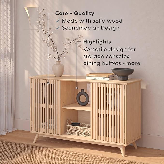 Plank+Beam Mid-Century Modern Wood TV Stand, Solid Wood Entertainment Console - Image 4