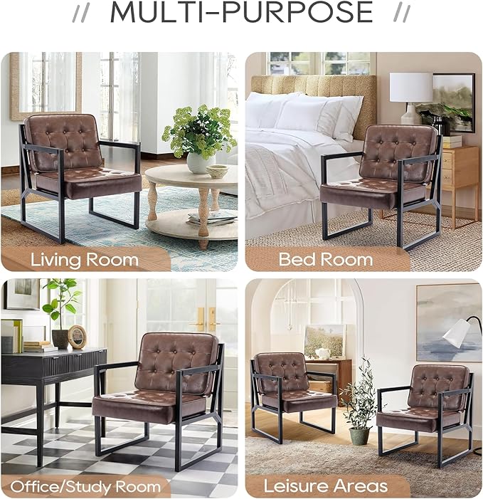 COLAMY Mid Century Modern Accent Chair Set of 2, Comfy Living Room Chair - Image 7