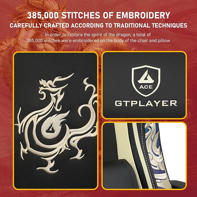 GTPLAYER Gaming Chair with Bluetooth Speakers and Footrest, Dragon Series Video - Image 6