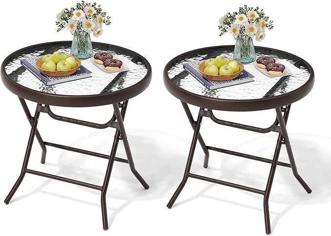 Foldable Patio Side Table Set of 2 - Image 9