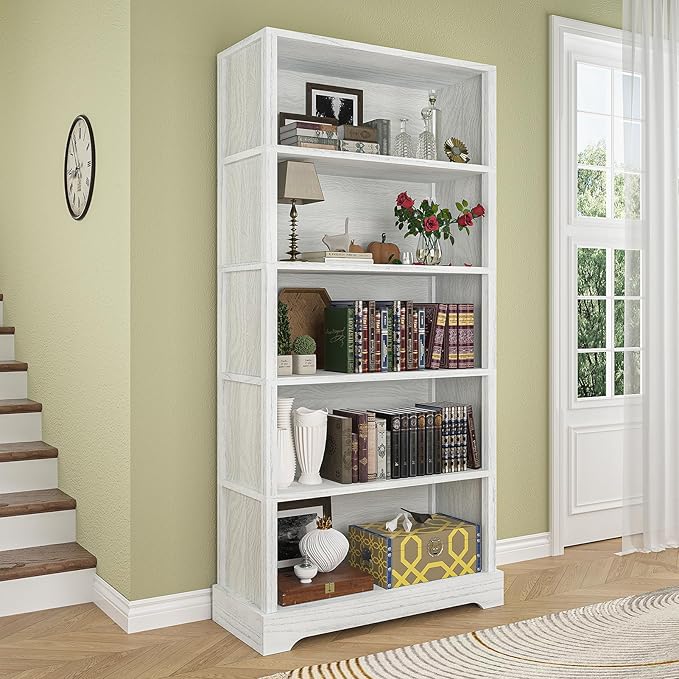 TVU 5-Shelf Wood Bookcase, 65 Inch Tall Bookshelf - Image 8