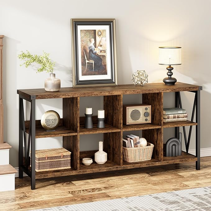 GarveeHome 8 Cube Storage Organizer Bookshelf, 3 Tier Metal Horizontal Bookcase - Image 4