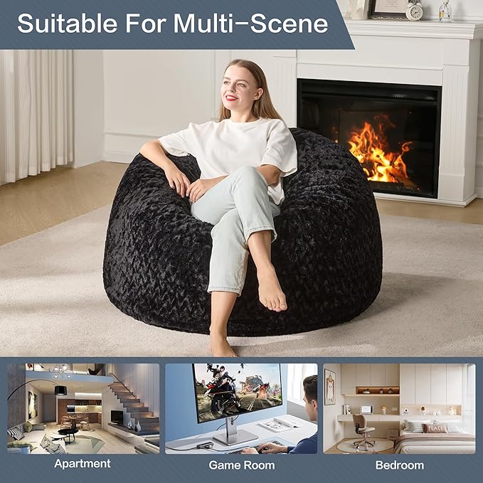 Hobestluk 3ft Bean Bag Chairs for Adults Large Beanbag Chair - Image 5