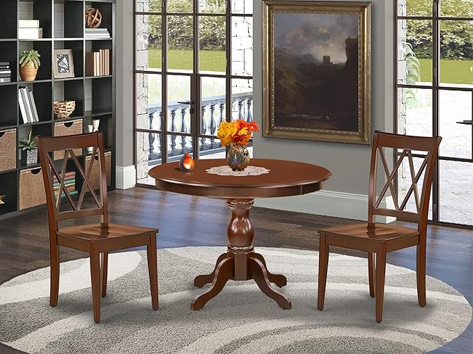 East West Furniture HBCL3-MAH-W 3 Piece Dinette Set - Image 2